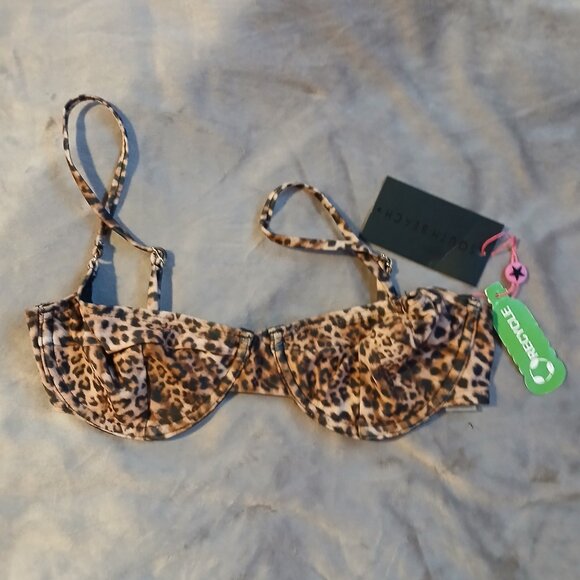 Asos South Beach Women's Underwire Bikini Top Leopard Print NWT SZ US 4 - Picture 1 of 5